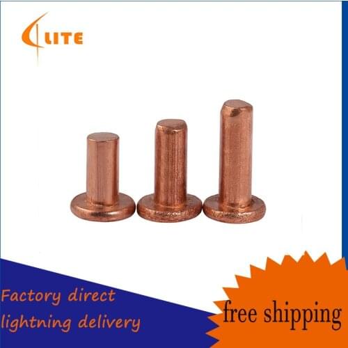 Solid Red Copper Rivets Pan Head Rivets Flat Head Copper riveting GB867-86 M5 10PCS
