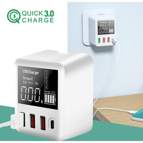 USB Charger Battery Booster Mobile Charger Fast Charging 100-240V Digital LED Display Support Type C for Phone Power Bank Mini