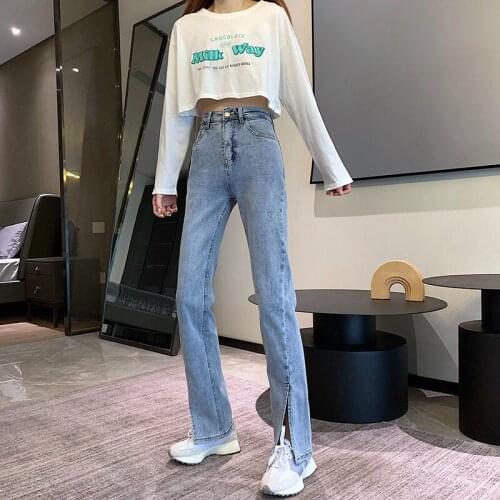 Pants Women 2021 High Elastic Split On The Exclusive Jeans Spit Womens Trousers GZLFA8025