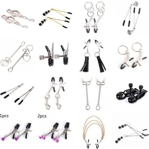 1 Pair Adult Female Breast Nipple Clamps Clips Fetish Flirting Teasing Sex Game Nippel Clamp Couple Pinzas Pezones Bdsm Toys