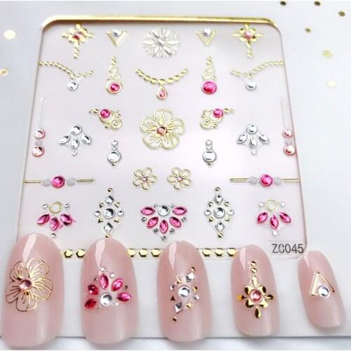 1pc 3D Flower Geometry Bronzing Nail Decal Sticker Applique Decoration DIY Manicures Accessories 60*60mm (no paper packaging)
