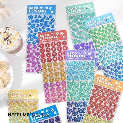 1pcs/digital letter butterfly star PET laser decoration sticker aesthetics diy diary photo album stationery sticker