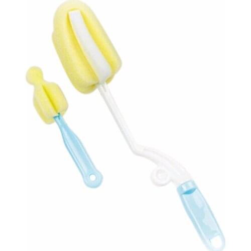 Rotating Spin Sponge Brush Baby Milk Feeding Bottle Nipple Cleaning Scrubber Brushes Sponges Cleaning Brushes 360 Degree 1 Pc