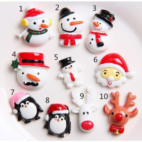 10Pcs Christmas Snowman Resin Craft Xmas Flatback Resin Cabochon Flat back DIY Scrapbooking Phone Case Decoration Accessories