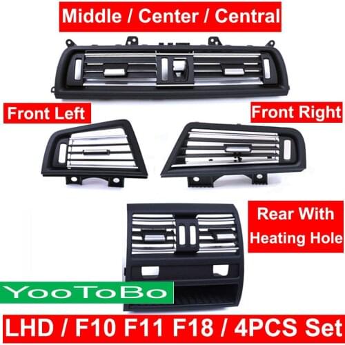 4PCS LHD Car Front Left Right Central Rear Air Conditioner Vent Grille Outlet Panel Chrome Plate For BMW 5 Series F10 F18