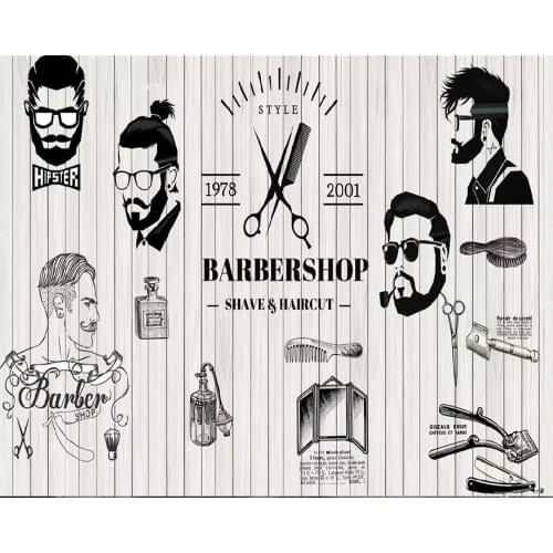 Beibehang Custom wallpaper retro nostalgic black and white beauty salon background wall barber shop decoration 3d wallpaper