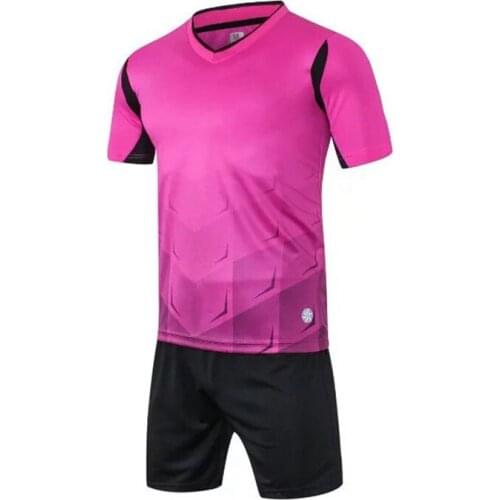 Hot Sale Solid short sleeve two pieces football tracksuit suit breathable plus size soccer clothing