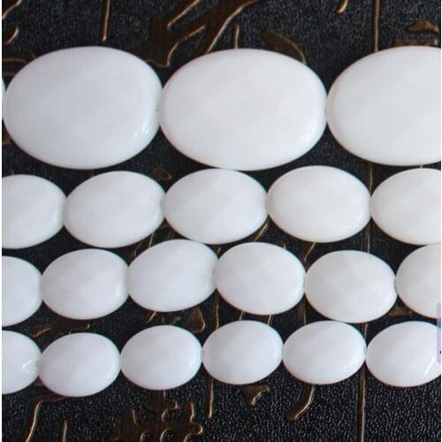 Faceted white porcelain agates Oval faced shape beads 15inch per strand ,Wholesale For DIY Jewellery Free Shipping