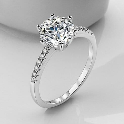 18K White Gold Rings for Women 0.2ct Test Past D Moissanite Diamond Solitaire Ring Wedding Band Engagement Bridal