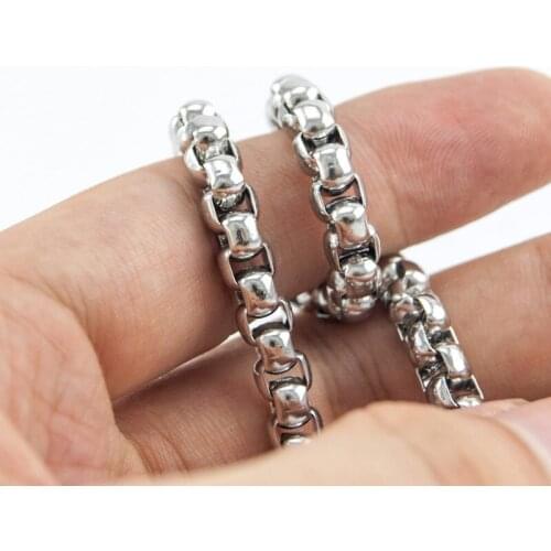 7pcs Risul Men Necklace Jewelry 5mm thick square rolo Box long Chains Stainless Steel High Quality Wholesale