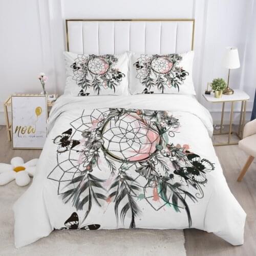 King size bedding set Duvet cover set pillow case 50x70 Bed linens Bed cover 220x240 140x200 150*200 Indian feather drop ship