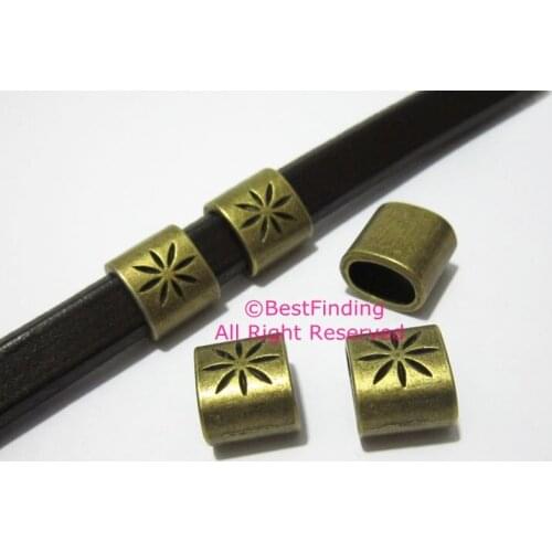 Licorice sunflower beads Antique bronze Licorice leather findings -LF05B