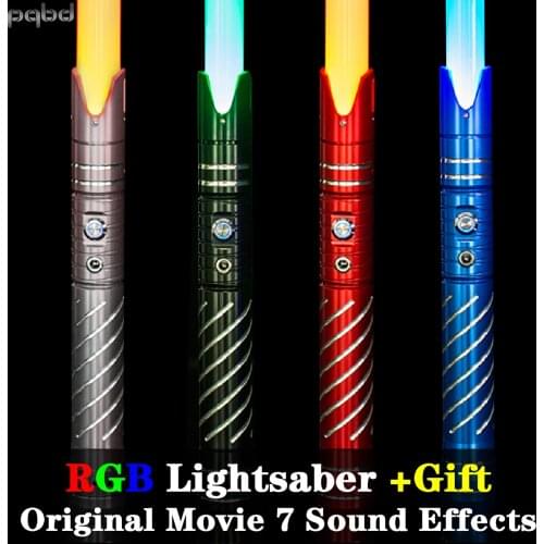 Pqbd Laser Sword RGB Original Movie Sound Effects Lightsaber Metal Handle 7 Sets Soundfonts Light Saber Blaster Cosplay Toy Gift