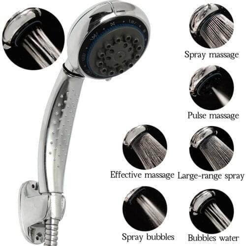 Shower Head 7-In-1 Water Saving Showerhead Rubber Nozzle Shower Head Water Saving Flow With Chrome Bathroom Accessories