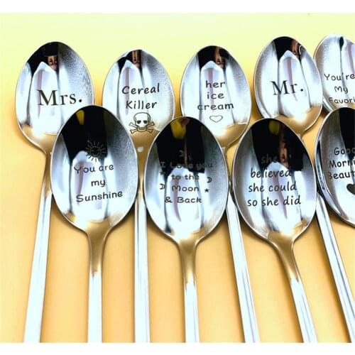Cereal Killer Spoon Engraved Lettering Spoon 304 Stainless Steel Spoon with Long Handle