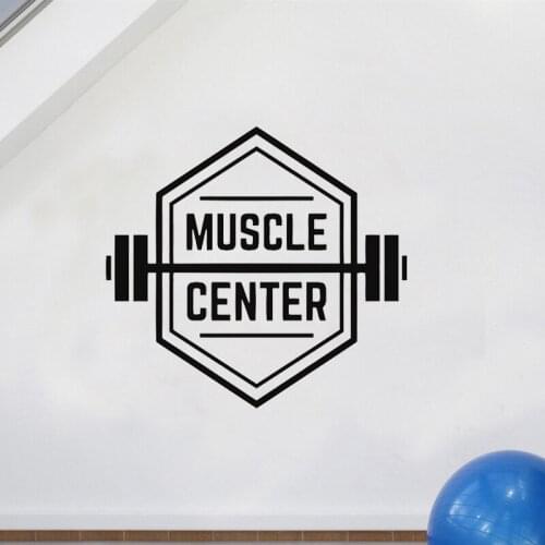 Muscle Centre Gym Sign Wall Sticker Bodybuilding Wall Decal Home Decor Fitness Sport Wallpaper Poster Vinyl Art Murals