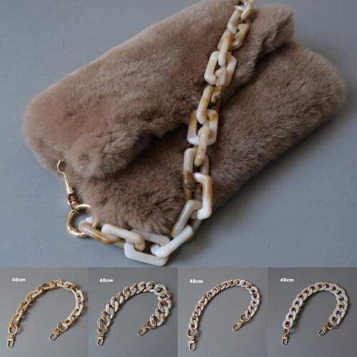 New Fashion Woman Bag Accessory Detachable Parts Replacement Chain Beige Resin Luxury Strap Women Acrylic Shoulder Handle Chain