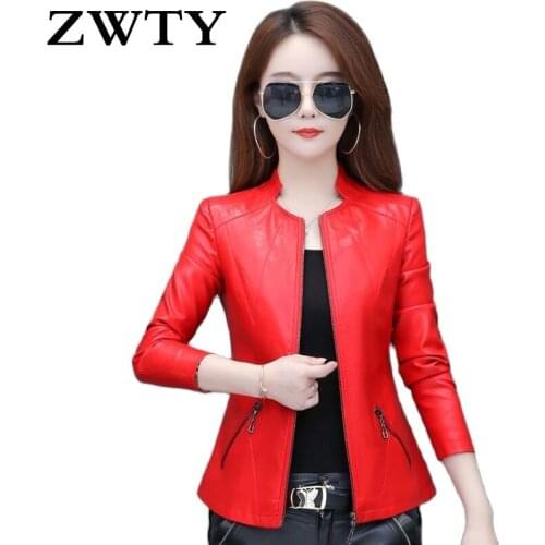 ZWTY New Leather Jacket Women Coat 2021 Fashion Womens Leather Jacket Short Motorcycle Coat Female Jacket Plus Size M-4XL