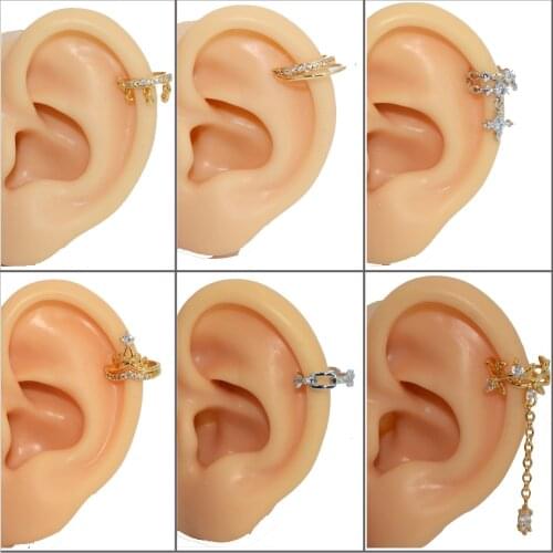 Pair 10mm Ear Cuff Non Piercing Stud Ear Clip On Cartilage Helix Dangling Earrings For Women Body Jewelry