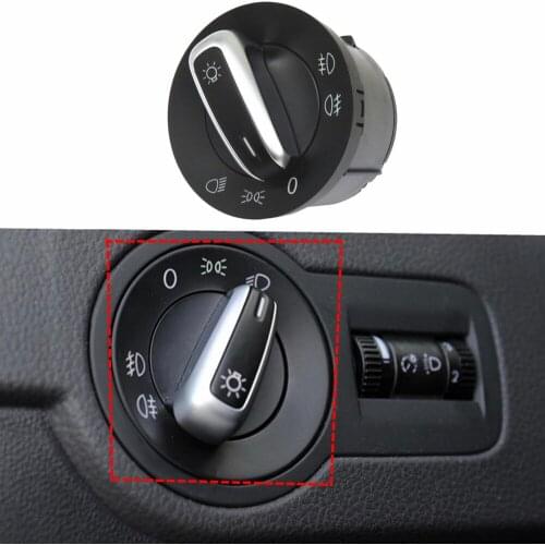 FaroeChi Chrome Headlight light Control Switch For VW Caddy Tiguan Touran Golf MK6 Jetta MK5 VW Passat B6 3C 5ND941431A