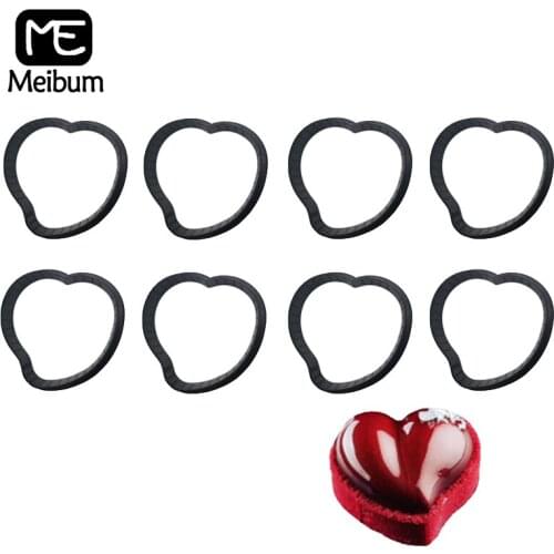 Meibum Plastic Perforated DIY French Dessert Mould Heart Shape Egg Tart Cake Ring Set Fruit Cookies Pastry Kitchen Baking Molds