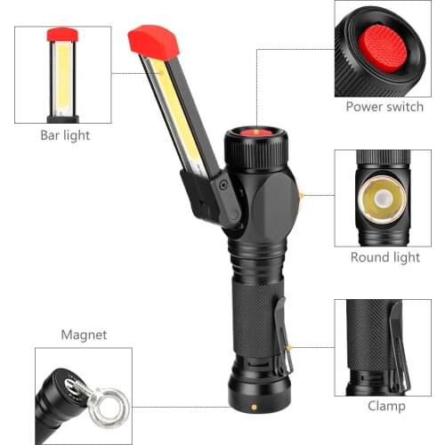 Portable Flashlight USB Rechargeable Torch 4 Modes COB LED Magnetic Work Light Lanterna For Outdoor Camping Car Repair Lamp