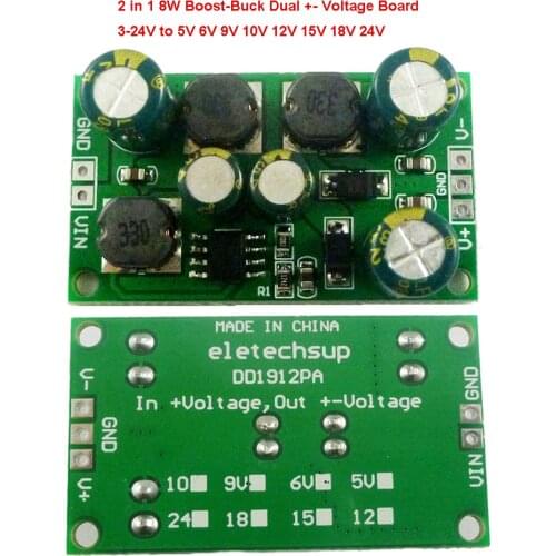 2 in 1 8W Step Up/Down Converter 400KHZ Voltage Board 3-24V to 5V 6V 9V 10V 12V 15V 18V 24V for ADC DAC LCD op-amp Speaker