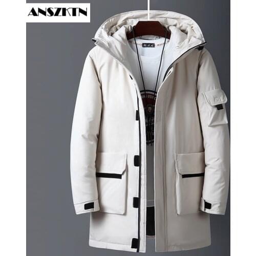 ANSZKTN new down jackets for men: hot style winter jacket Cotton Padded Warm Parka Coat Casual Faux Fur Hooded Fleece Long Male