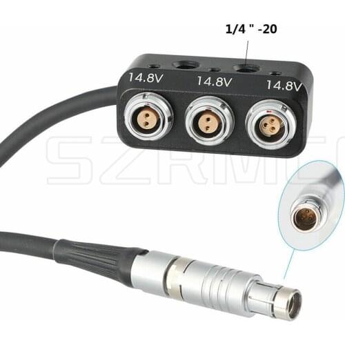 1 to 3 Camera Power Splitter RS Fischer 3 Pin Male to 1x RS 3Pin and 2x 2Pin Female