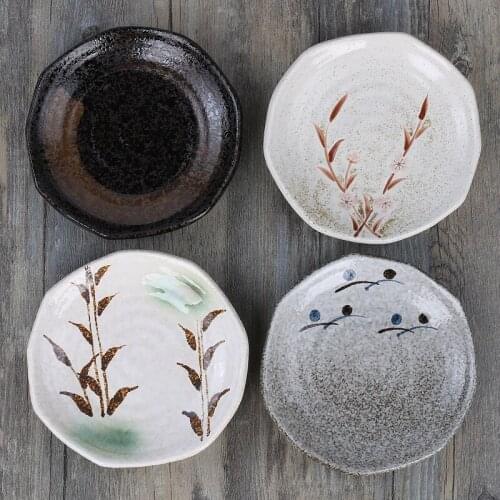 Painted Ceramic Plate Japanese Sushi Fruit Salad Dish Main Course Platees Snack Sashimi Dishes Hotel Tableware Kitchen Supplies