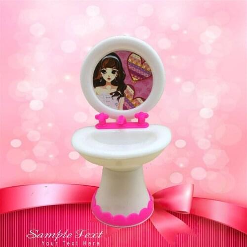 Cute Doll Closestool+Washbasin Toilet Wash Devices Dollhouse Furniture Bathroom Set For dolls
