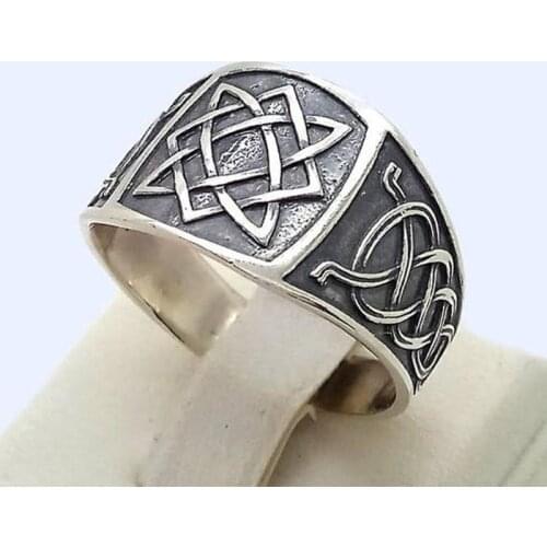 Wholelsale Europe and America Style Ancient Silver Color Geometric Square Polygon Male Ring For Men Party Jewelry Accessories