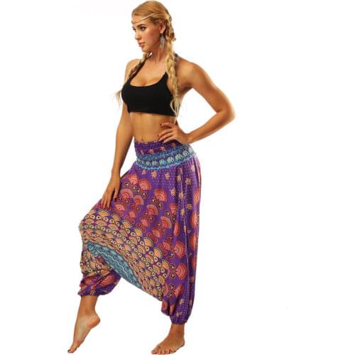 2020 New Women Sarouel Summer Harem Pants Sun Flower Oversized Wide Leg Pants Female Beach Sports Wear Ethnic Lanterns Pants