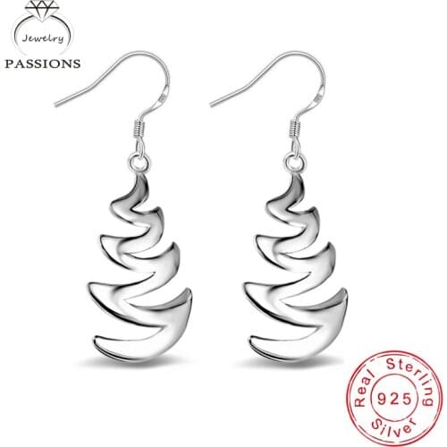Hot Sale Fashion Elegant Curve Design Drop Earrings 925 Sterling Silver High Quality Dangle Earings Women Earrings Jewelry Gift