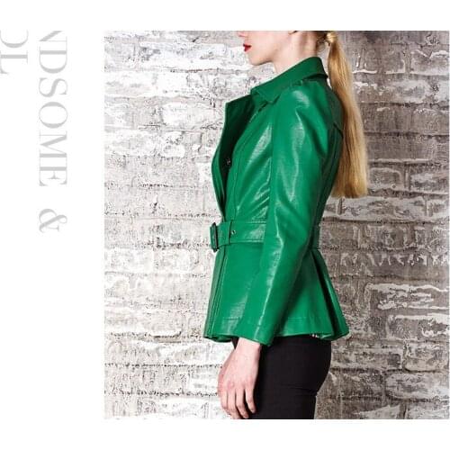 Women Jacket Leather Top Fashion New 2020 Long Double Breasted Trench Coat Womens pu jackets Windbreaker Tops LX1219 s s