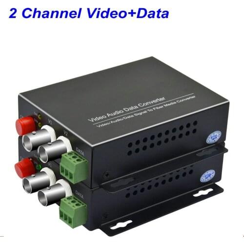 1Pair 2 Channel Digital Video Fiber Optical Media Converters Extender with 485 Data FC Fiber Optic Up to 20Km for CCTV Security
