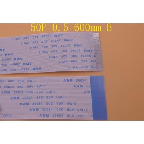 1pc New FFC FPC 50pin flat flexible cable 0.5mm pitch reverse Length 600mm 60cm Ribbon 50p Flex Cable Type B