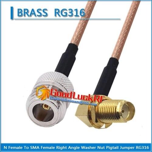 1X Pcs High-quality N Female to SMA Female Washer O-ring Bulkhead Nut Right Angle 90 Degree Coaxial Pigtail Jumper RG316 Cable