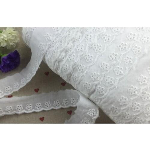 10 Meters/lot 2.5cm Width 100% Cotton Cloth Embroidery White Lace Trim DIY Lace Fabric