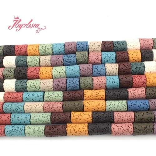 10mm,8x14mm Column Multicolor Lava Rock Beads Natural Stone Beads For DIY Necklace Bracelats Jewelry Making 15" Free Shipping