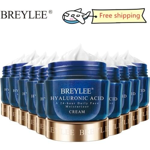 10PcsBREYLEE Hyaluronic Acid Moisturizer Face Cream Whitening Smoothing Nourishing Face Skin Care 24-HourDailyAcneTreatmentCream