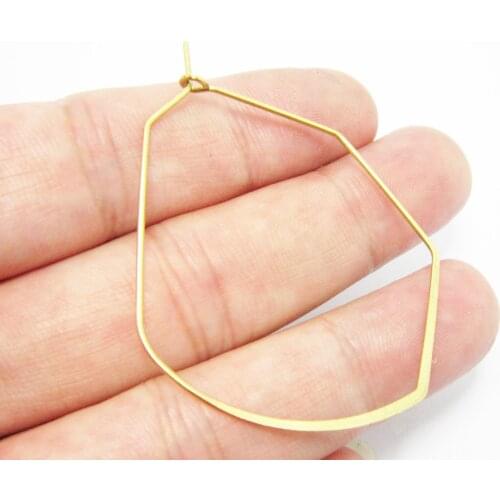 Brass ear wires 51x39mm Raw brass Earrings hooks Geometric Brass earring findings R950