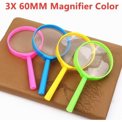 2021 New 60MM Mini Portable 3X Handheld Magnifying Glass Plastic Handle Reading Magnifier Loupe Glass For Book Inspection Coins