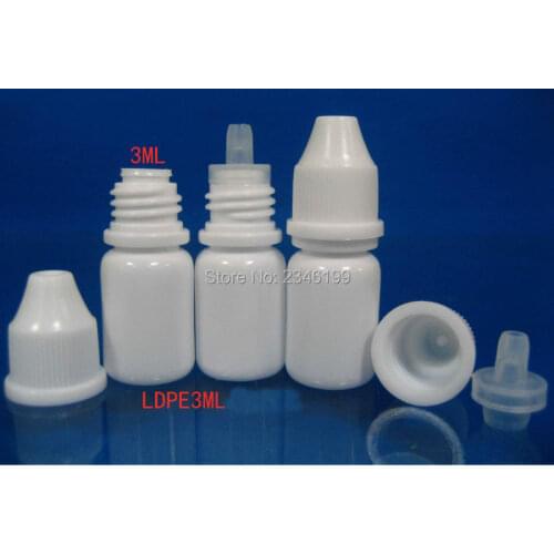 3ML 100pcs/lot 200pcs/lot E Liquid Storage Bottles, Plastic Eye Dropper Bottle with Screw Cap and Short Coarse Tip, Makeup Tool