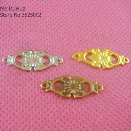 50 pieces/lot 8x22MM metal Filigree Flower Wrap Connector Jewelry DIY Components
