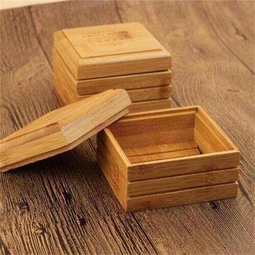 50pcs Soap Tray Holder Storage Natural Durable Bamboo Environmental Wooden Soap Rack Cover Plate Box Container for Bathroom