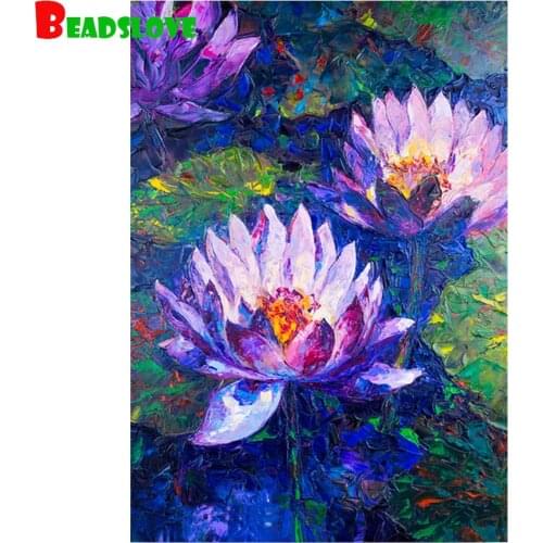 Diamond painting 5D diy full square round Painting Water lily modern Style embroidery mosaic Living Room Decor painting