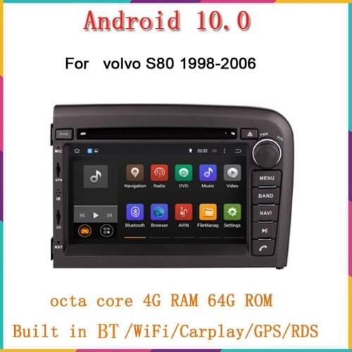 Android 10.0 octa core PX6 car audio player for volvo S80 1998-2001 CAR multimedia player with gps navigation built in wifi