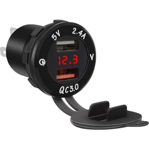 Colaxi Car DC Aluminum Dual Port USB QC3.0 Quick Charge with LED Display