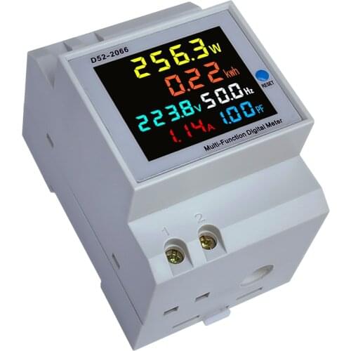 Din Rail AC 220V 110V 40V~300V 100A Digital Ampermeter Power Energy Voltmeter Ammeter Volt Watt Kwh Frequency Power Factor Meter